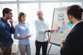 Businessman people with digital tablet discussing in meeting room