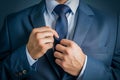 Businessman Perfecting His Tie. Generative ai