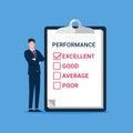 Businessman with performance check list. Businessman office worker performance