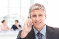 Businessman phoning while his team is working Royalty Free Stock Photo