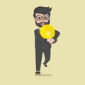 Businessman Pick Up The Idea Color Illustration