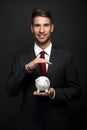 Businessman with piggy bank