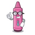 Businessman pink crayons in cartoon school bag