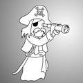 Businessman in pirate uniform vector illustration doodle sketch