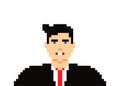 Businessman pixel art. Boss 8 bit. Pixelate man. vector illustration