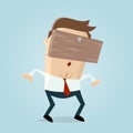 Businessman with plank on his head