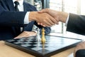 Businessman play chess after the game Royalty Free Stock Photo