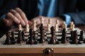 Businessman play with chess game. concept of business strategy and tactic. Royalty Free Stock Photo