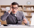 Businessman playing computer games at work office Royalty Free Stock Photo