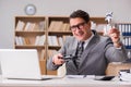 The businessman playing computer games at work office Royalty Free Stock Photo