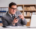 Businessman playing computer games at work office Royalty Free Stock Photo