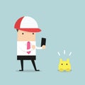 Businessman playing smartphone. vector Royalty Free Stock Photo