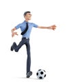 Businessman playing soccer. Business concept. Isolated, contains clipping path