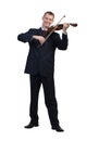 Businessman playing violin Royalty Free Stock Photo