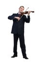 Businessman playing violin Royalty Free Stock Photo