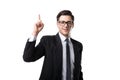 Businessman point a finger up, white background Royalty Free Stock Photo