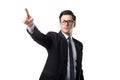Businessman point a finger up, white background Royalty Free Stock Photo
