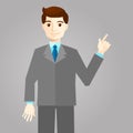 Businessman pointing with finger, flat style design, vector illustration