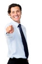 Businessman pointing into frame Royalty Free Stock Photo