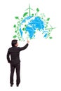 Businessman pointing green ecology concept Royalty Free Stock Photo