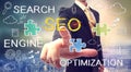 Businessman pointing SEO (search engine optimizati Royalty Free Stock Photo