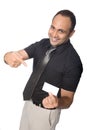 Businessman pointing to a businesscard. Royalty Free Stock Photo