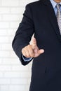 Businessman pointing or touching a touch screen Royalty Free Stock Photo