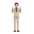 Businessman pointing up with two hand, doing number one gesture Royalty Free Stock Photo