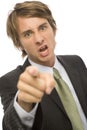 Businessman points in anger Royalty Free Stock Photo