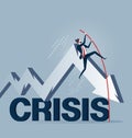 Businessman pole vaulting over crisis in business concept Royalty Free Stock Photo