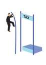 Businessman pole vaulting over tax. Concept of tax management