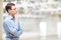 Businessman pondering business strategy, portrait Royalty Free Stock Photo