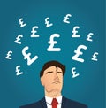 Businessman with Pound icon vector illustration Royalty Free Stock Photo