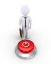 Businessman with a power button Royalty Free Stock Photo