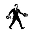 Businessman Power Walking Holding Dumbbell