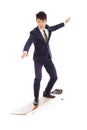 Businessman practice surfing pose with suit Royalty Free Stock Photo