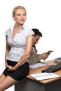 Businessman and pregnant secretary Royalty Free Stock Photo