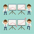 Businessman present growing and present descending vector illustration Royalty Free Stock Photo