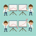 Businessman present growing and present descending vector illustration