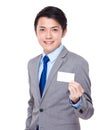 Businessman present with namecard