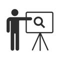 Businessman Presentation Growing Chart Board Icon, Flat pictogram Icon. Vector isolated illustration