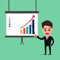 Businessman Presenting and pointing business growth chart