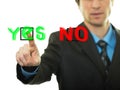 Businessman presses button YES Royalty Free Stock Photo