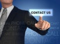 Businessman pressing contact icon 3d illustration Royalty Free Stock Photo