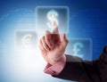 Businessman pressing dollar button Royalty Free Stock Photo