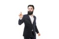 Businessman pressing an imaginary button Royalty Free Stock Photo