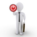 Businessman pressing the power button Royalty Free Stock Photo