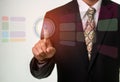 Businessman pressing security button internet and networking concept