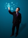 Businessman pressing virtual promotion Royalty Free Stock Photo