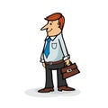 Businessman, professional charakter with briefcase, isolated
